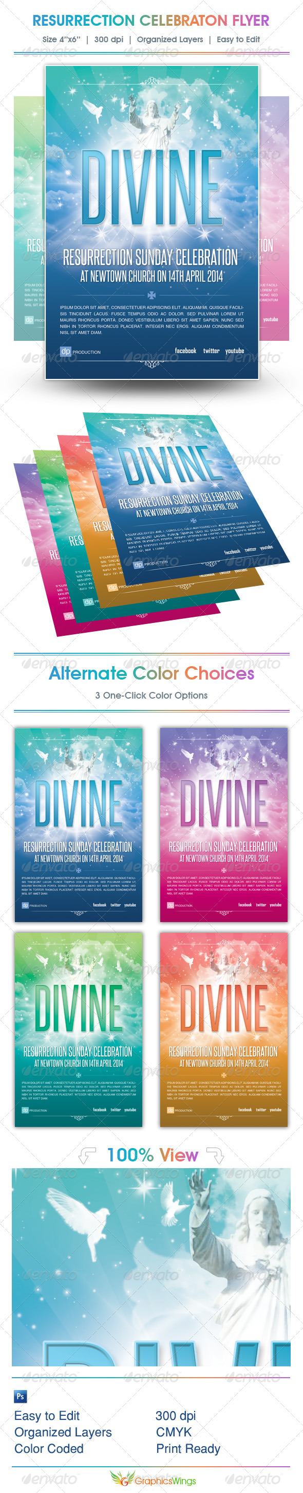 Resurrection Celebration Church Flyer Template - Church Flyers