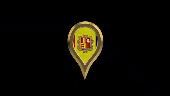 Andorra Flag 3D Rotating Location Gold Pin Icon alt