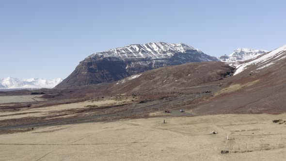 Landscape Aerial Views Across Rugged Mountainous Iceland in the Winter alt