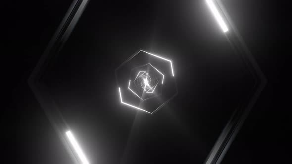 4K White Hexagonal Neon Light Tunnels
