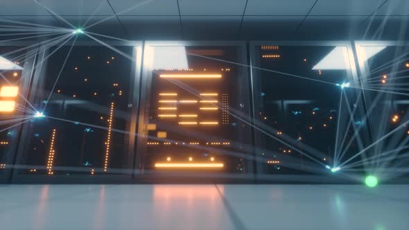 Digital Information Travels Through Fiber Optic Cables Through the Network and Data Servers Behind alt