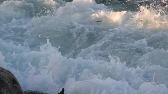 Rough Sea Waves Crashing