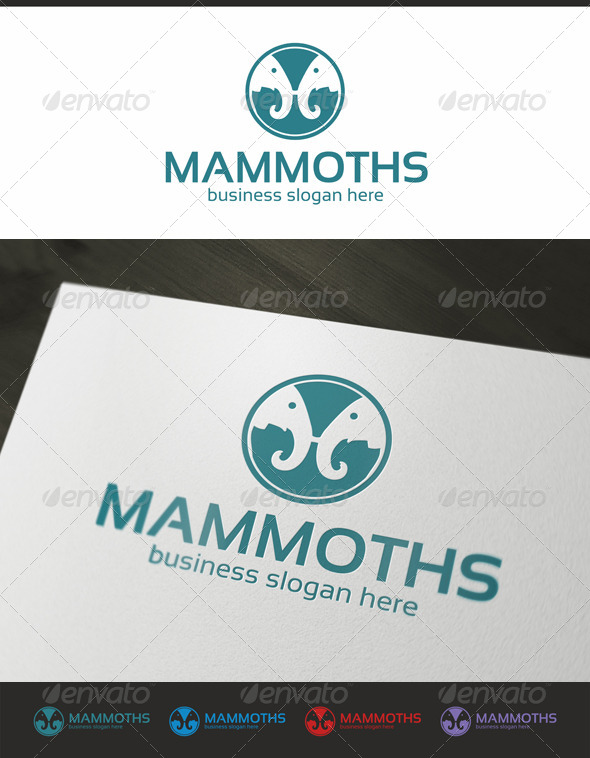 Two Mammoths - Animals Logo Templates
