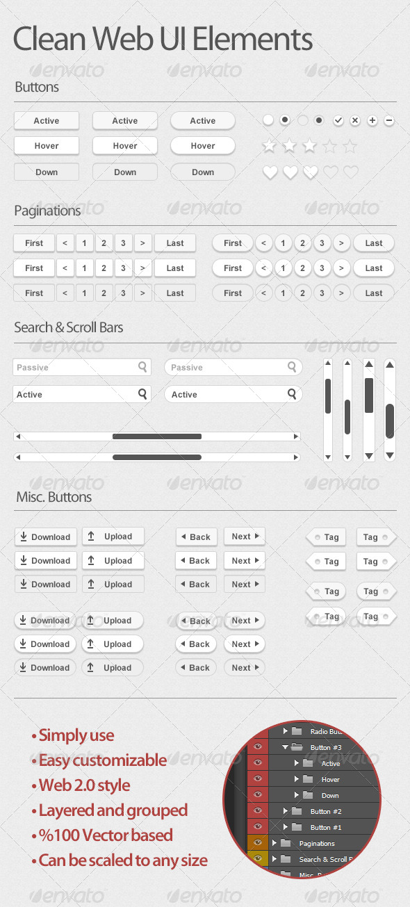 Clean Web UI Elements - User Interfaces Web Elements
