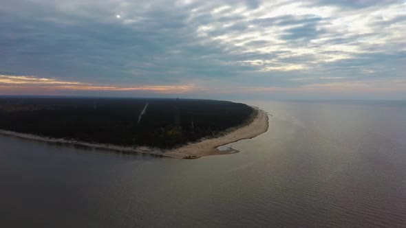 Kolka Cape, Baltic Sea, Latvia. During Autumn Evening Sunset. alt