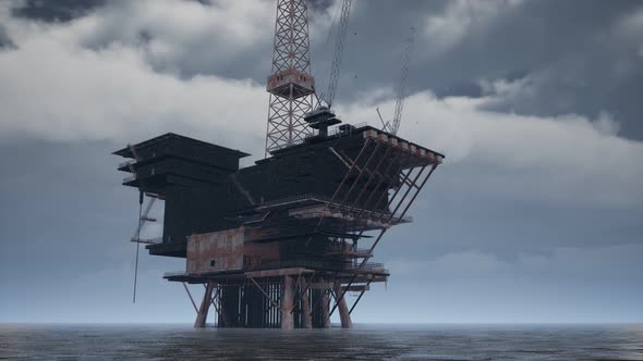 Large Pacific Ocean Offshore Oil Rig Drilling Platform alt