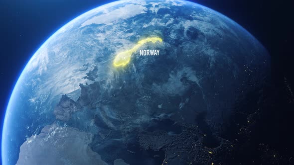 Earh Zoom In Space To Norway Country Alpha Output