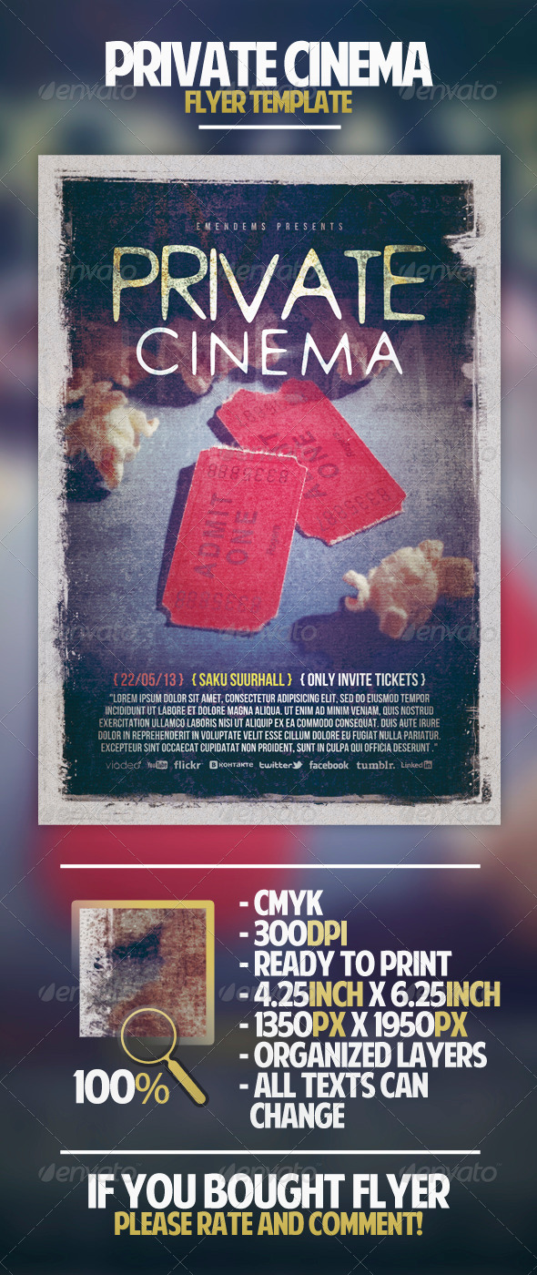 Private Cinema Flyer Template - Miscellaneous Events