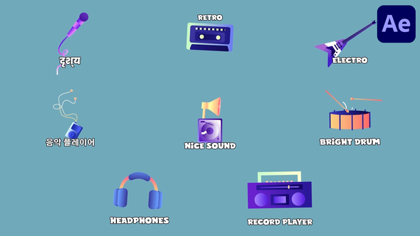 Music Icons And Titles for After Effects Titles template preview