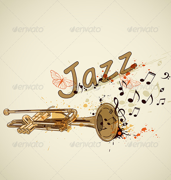 Background with Trumpet and Notes - Miscellaneous Vectors
