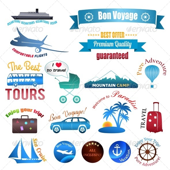 Set of Labels, Badges and Stickers on Travel - Travel Conceptual