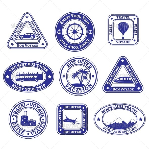 Set of Travel and Tourism Stamps and Badges - Travel Conceptual