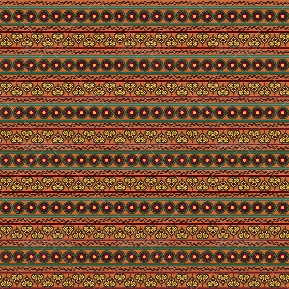Ethnic Seamless Floral Pattern. Striped Background - Patterns Decorative