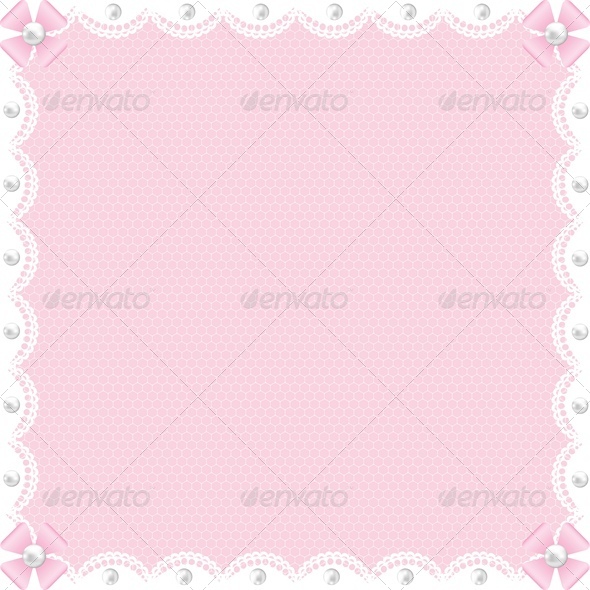 Wedding Card with White Lace and Pearls on Pink - Weddings Seasons/Holidays