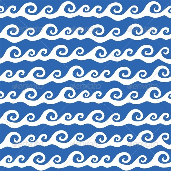 Seamless Background with Ocean Waves - Patterns Decorative