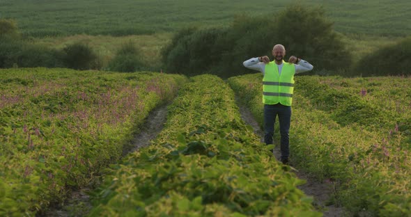 The Young Bearded Agronomist Is Very Happy with the Harvest Quality of the Crop Work for Agriculture alt