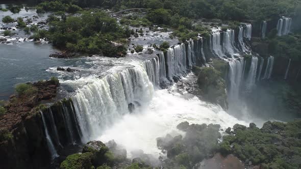 Famous Iguazu Falls at South America.  Giant waterfalls landscape. alt