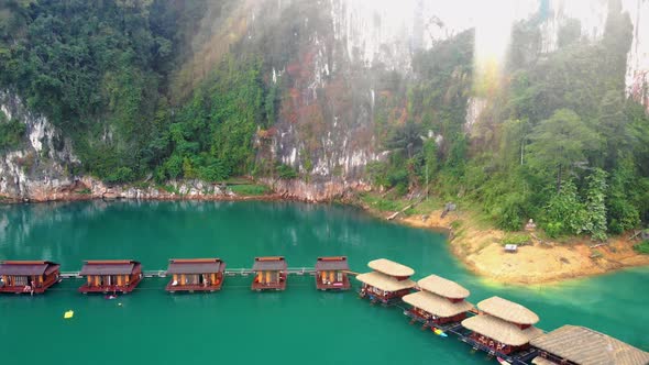 Khao Sok Thailand National Park Thailand Couple Man and Woman on Vacation at the Floating Bungalows alt