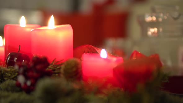 Christmas Advent Candles on a Table in an Apartment - Closeup alt
