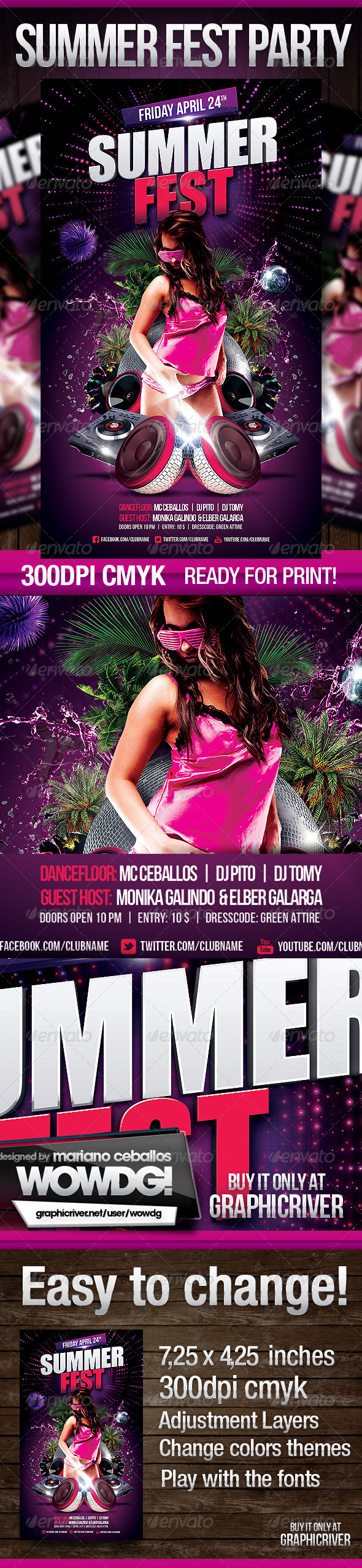 Summer Fest Party - Flyers Print Templates