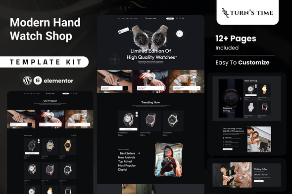 Turnstime - Modern Hand Watch Shop eCommerce Elementor Pro Template Kit