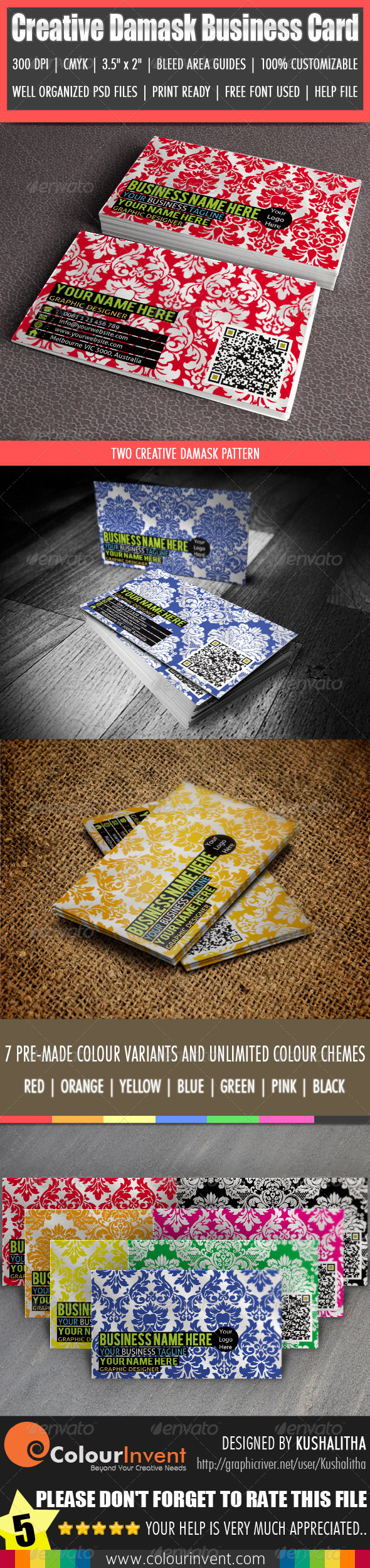 Creative Damask Business Card - Creative Business Cards