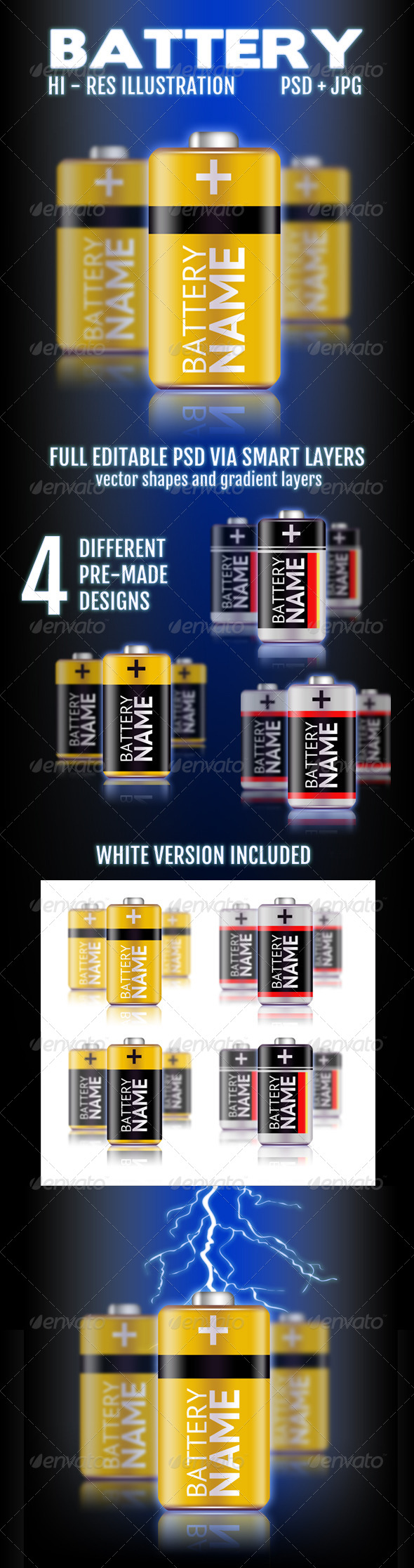 Battery Illustration - Objects Illustrations