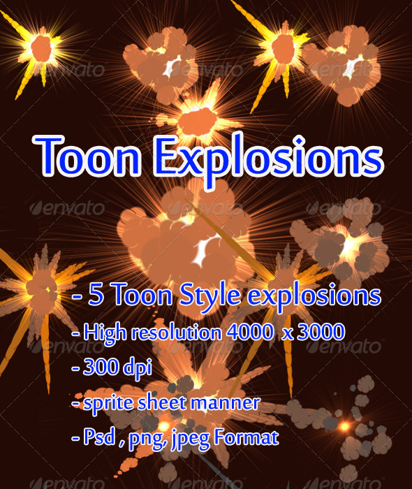 Toon Explosions - Sprites Game Assets