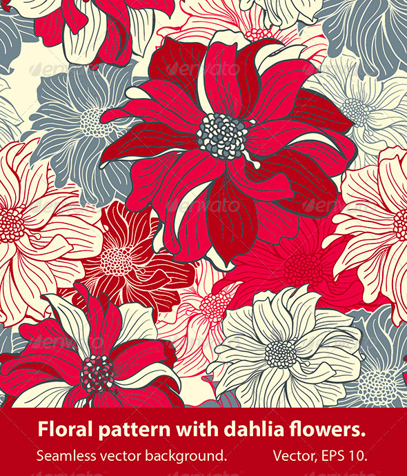 Floral Pattern with Dahlia Flowers. - Patterns Decorative