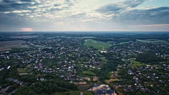 Aerial View of Rural Houses in a Village in Ukraine alt