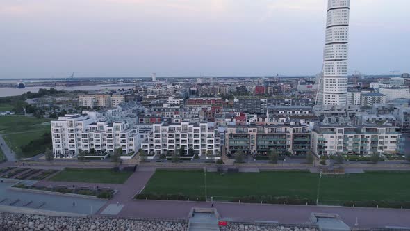 Aerial view of modern apartment buildings