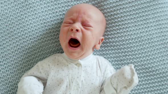 portrait of a crying screaming baby