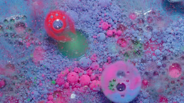 Fantastic Structure of Colorful Oil Paint and Ink Bubbles Chaotic Motion Abstract Colorful Paint alt