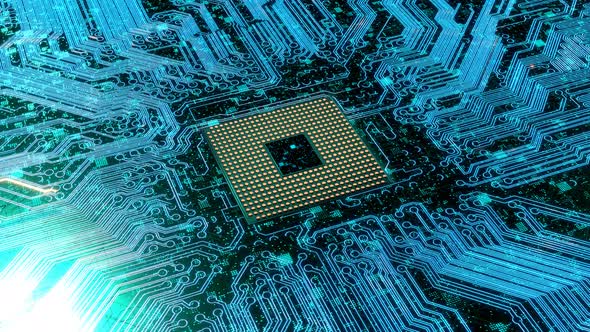 CPU. Modern processor. Motherboard. alt