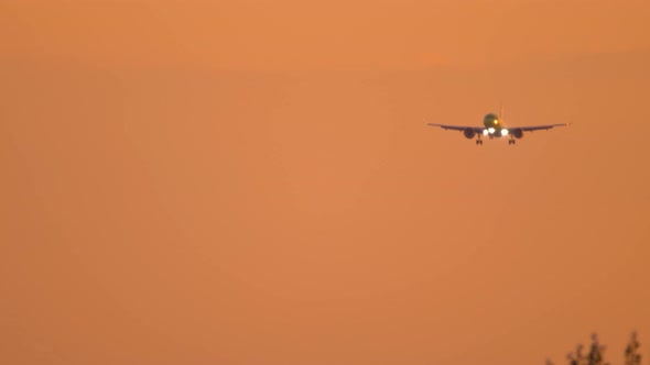 Airplane at Sunset Silhouette