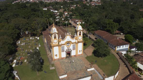 Tiradentes Town in Brazil with Old Santo Antonio Church