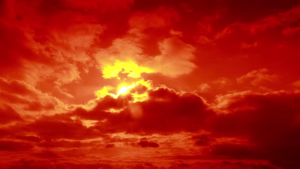 Large Beautiful Sun Beam Orange Multicolor Sunset Sky Dramatic Time Lapse alt