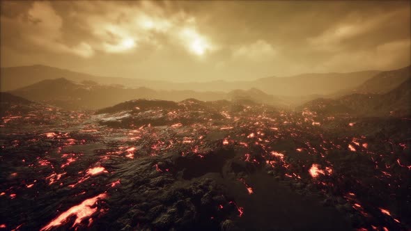 Closeup of a Lava Flow of Volcano on Hawaii alt