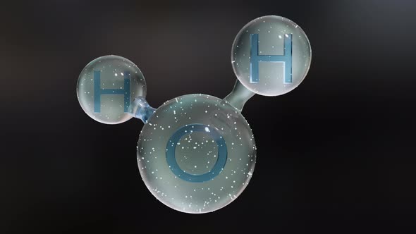 Water molecule, Molecular chemical formula H2O,  odorless, Ball and Stick chemical alt