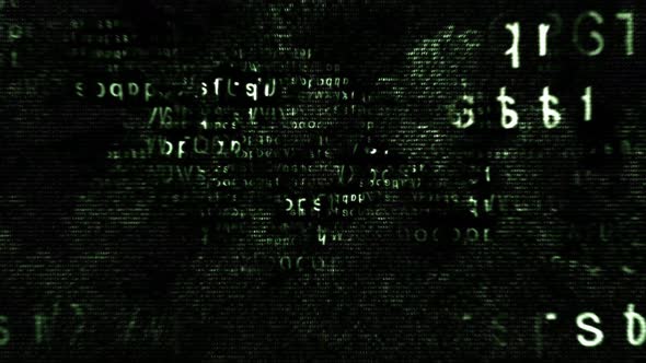 Green Hexadecimal Code Fragments On Black Background