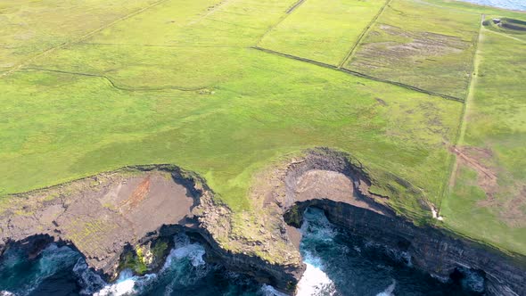 Aerial View of the Dun Briste Sea Stick at Downpatrick Head County Mayo  Republic of Ireland alt