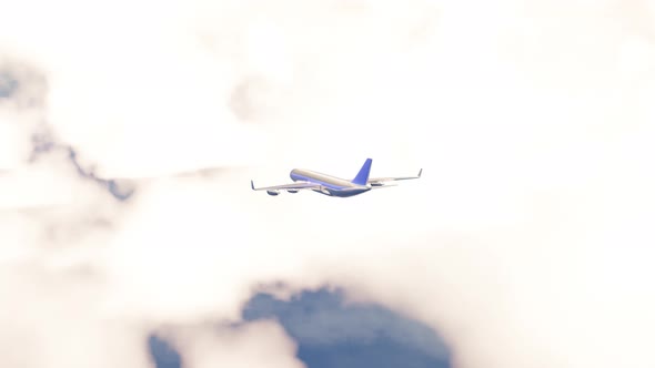 The air plane is flying in cloudy sky. alt