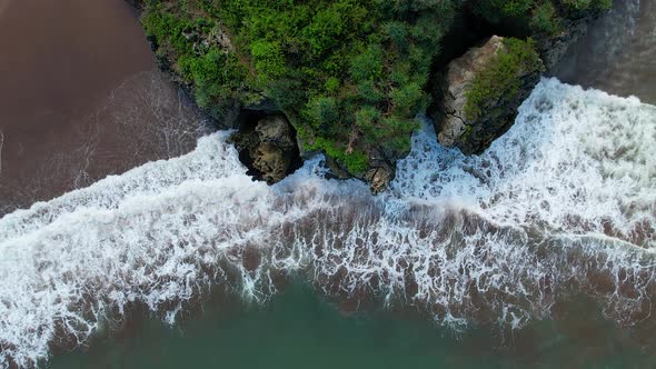 Aerial view of beauty of Drini Gunungkidul beach, Yogyakarta. Central Java, Indonesia alt