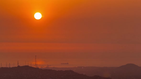 Aerial View of the Pacific Ocean During Sunset Timelapse From Cerro San Cristobal Lima alt