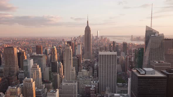 4K Aerial Sunset timelaspe of Manhattan skyline - New York - USA