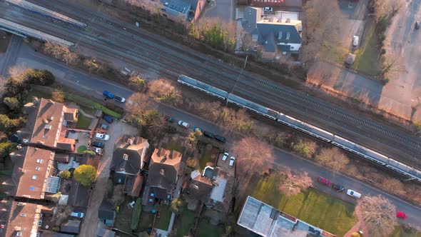 Bird's Eye View of a City Commuter Train, Stock Footage | VideoHive