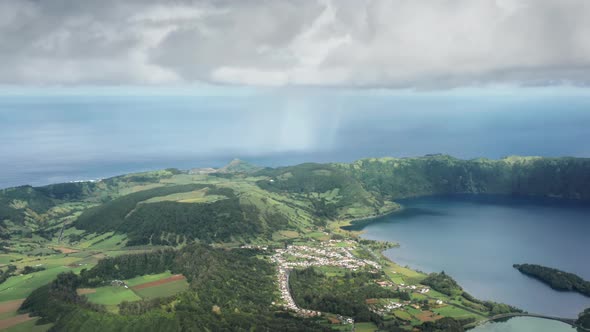 Lagoa Das Sete Cidades in Volcanic Crater Sao Miguel Island Portugal alt