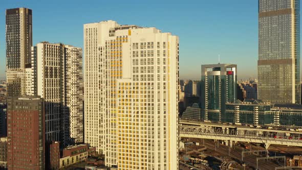 A Modern Highrise Building in the Business District of Moscow in the Autumn on a Bright Day