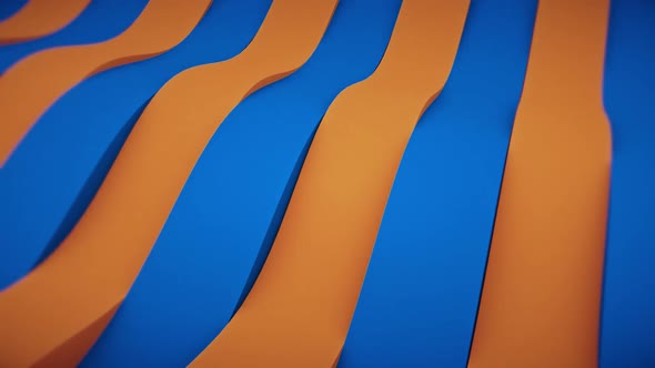 3d Abstract Wavy Orange Blue Lines