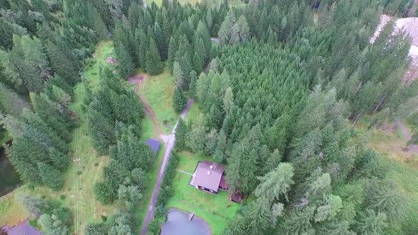 Aerial, Flight Over a Forest in Salzburg, Austria, Rauris